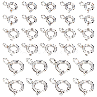 SUNNYCLUE 30Pcs 3 Styles 304 Stainless Steel Smooth Surface Spring Ring Clasps STAS-SC0004-41-1