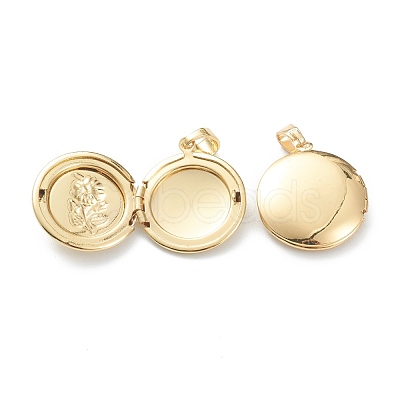Brass Locket Pendants KK-P199-07G-1