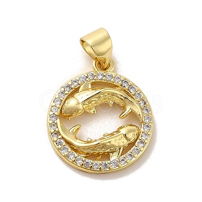 Zodiac Theme Brass Micro Pave Cubic Zirconia Pendants KK-M273-05B-G-1
