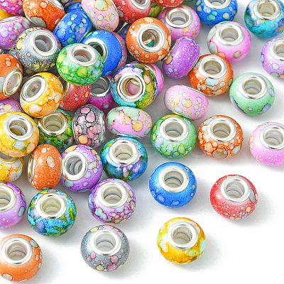 100Pcs 10 Colors Opaque Resin European Beads RPDL-CJ0001-07-1
