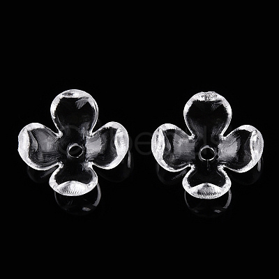 4-Petal Transparent Acrylic Bead Caps FACR-T001-09A-1