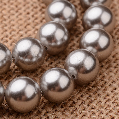 Polished Round Grade A Shell Pearl Bead Strands BSHE-M027-8mm-26-1