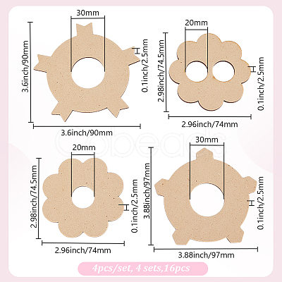 4 Sets Flower Wooden Wick Holder Kit WOOD-DR0001-03B-1