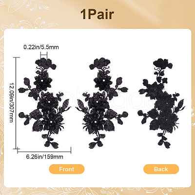 2Pcs 2 Styles 3D Flower Polyester Embroidery Sew on Appliques DIY-CY0001-03B-1