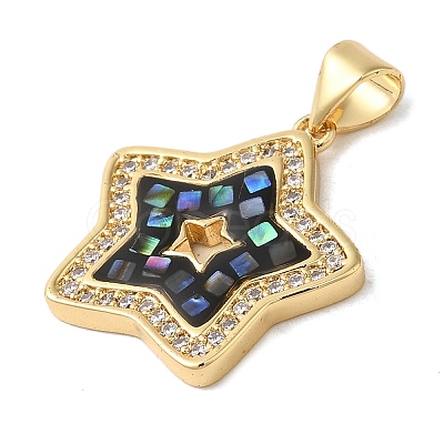 Star Rack Plating Brass Cubic Zirconia Pendants KK-K385-050G-1