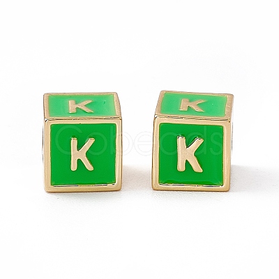 Rack Plating Brass Enamel Beads KK-B060-04G-02K-1