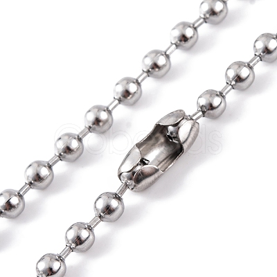 Non-Tarnish 304 Stainless Steel Ball Chain Necklaces for Women NJEW-G135-01D-P-1