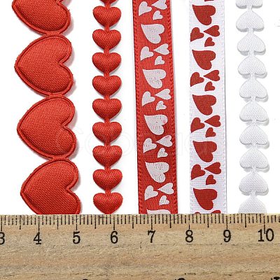 10 Yards 5 Styles Valentine's Day Polyester Ribbons OCOR-Q026-01-1