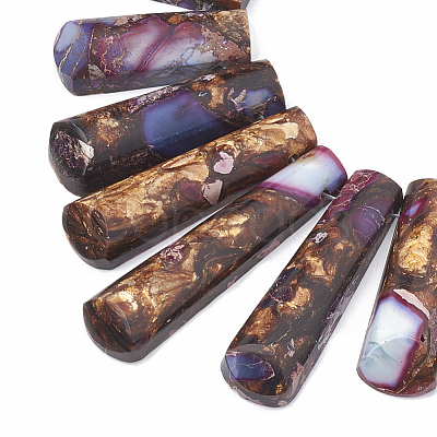 Assembled Synthetic Imperial Jasper and Bronzite Beads Strands G-S326-002A-1