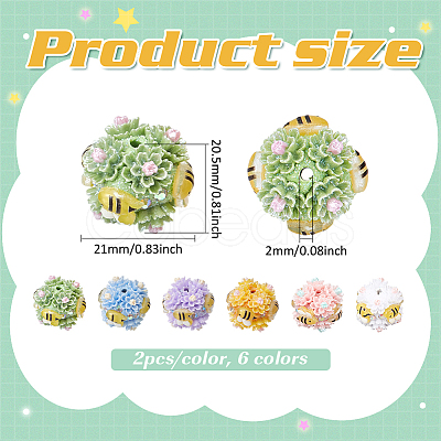 12Pcs 6 Colors Handmade Polymer Clay Beads CLAY-FG0001-01B-1