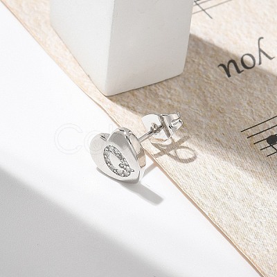 Rack Plating Brass Micro Pave Clear Cubic Zirconia Stud Earrings EJEW-K299-01P-Q-1