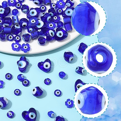 80Pcs 8 Styles Handmade Lampwork Evil Eye Beads LAMP-FS0001-38B-1