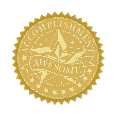 Plastic Self Adhesive Gold Foil Embossed Stickers DIY-WH0211-019-1