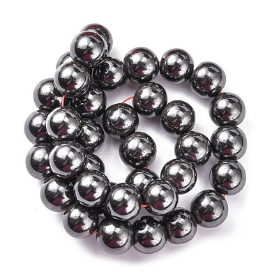 Magnetic Synthetic Hematite Beads Strands X-G-Q893-12mm-1