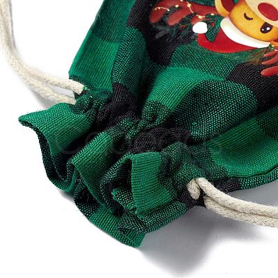 Christmas Theme Rectangle Jute Bags with Jute Cord LS-ABAG-E006-01F-1