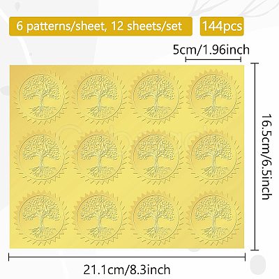 12 Sheets Self Adhesive Gold Foil Embossed Stickers DIY-WH0451-039-1
