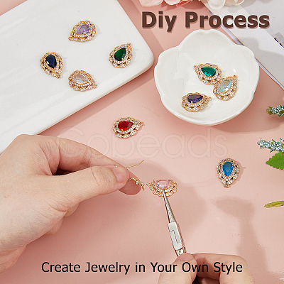 10Pcs 10 Colors Brass Micro Pave Cubic Zirconia Pendants KK-HS0015-60-1
