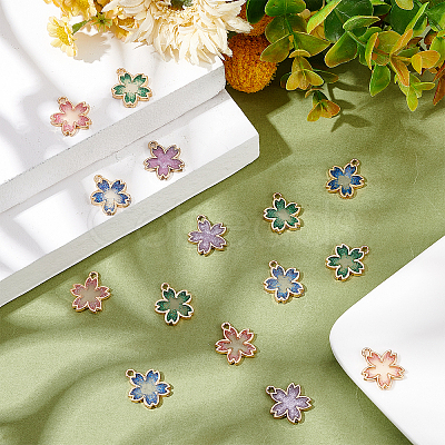 40Pcs 4 Colors Rack Plating Alloy Epoxy Resin Pendants FIND-FH0004-57-1