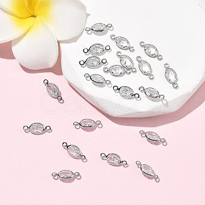 SHEGRACE Brass Pave Cubic Zirconia Oval Connector Charms XGRQ2O560-439A-G-1