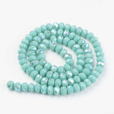 Electroplate Opaque Solid Color Glass Beads Strands EGLA-A034-P6mm-L15-1