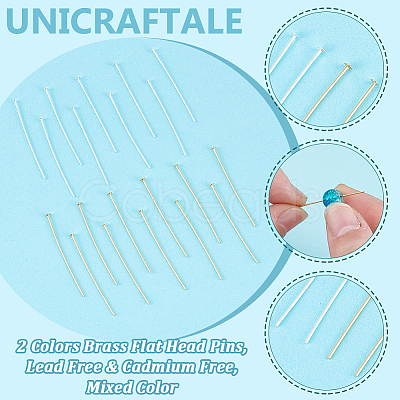 100Pcs 2 Colors Brass Flat Head Pins KK-UN0003-99-1
