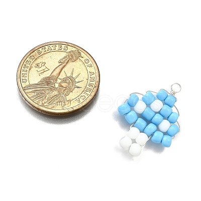 Glass Seed Bead Pendants PALLOY-TA00278-1