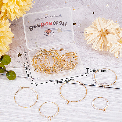 40Pcs 4 Style Brass Hoop Earrings Findings KK-BBC0002-41-1