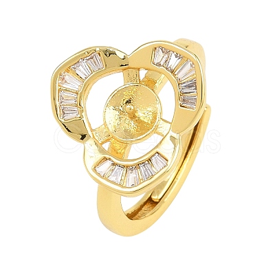 Brass Micro Pave Cubic Zirconia Adjustable Ring Components KK-CBAC351-02G-1