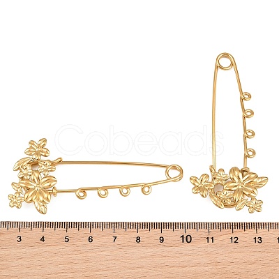 Flower 304 Stainless Steel Safety Pins Brooch Findings SA-CBA098D-14A-G04-1