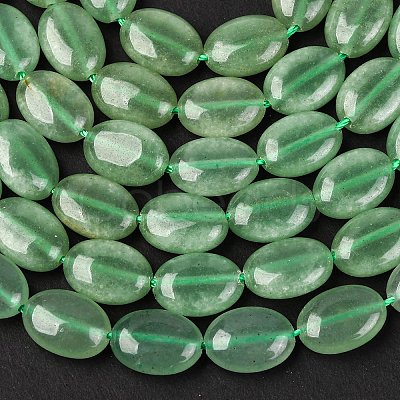 Natural Green Aventurine Flat Oval Bead Strands G-M206-22-1