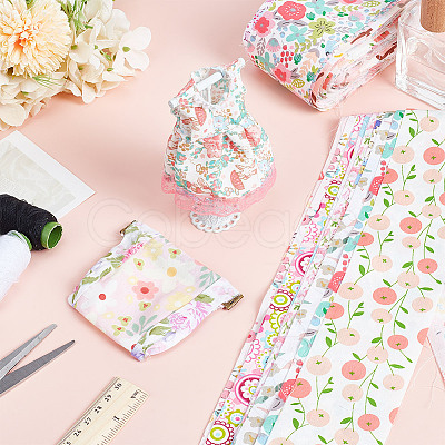 Flower Pattern Cotton Fabrics DIY-WH0588-11A-1