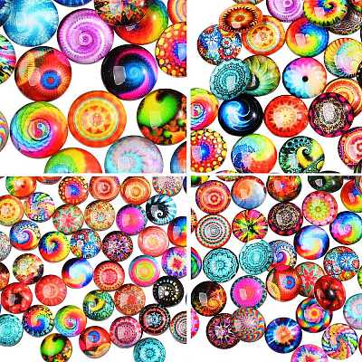 280Pcs 4 Styles Flat Back Glass Cabochons GGLA-SZ0001-32-1