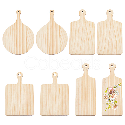 8Pcs 4 Styles Wood Big Pendants WOOD-FG0001-32-1