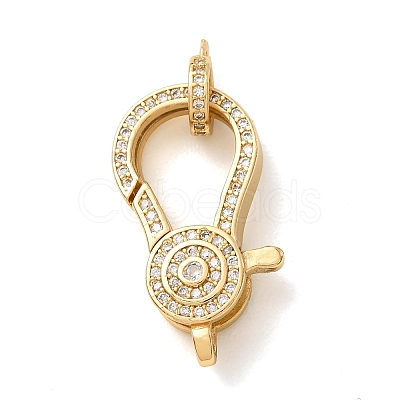Brass Micro Pave Clear Cubic Zirconia Lobster Claw Clasps CU-CBA2907-15G-1