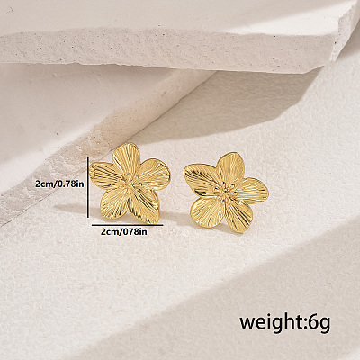 Metallic Texture 201 Stainless Steel Flower Luxury Stud Earrings KG0398-1-1
