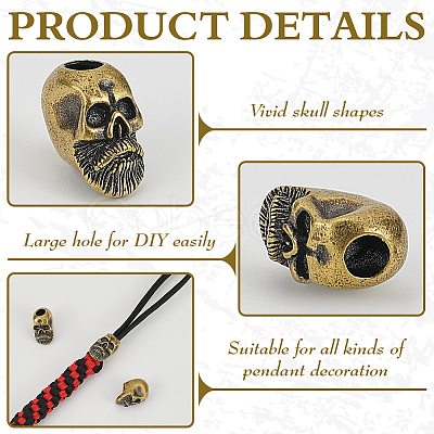 3Pcs Brass Beads KK-FG0001-18-1