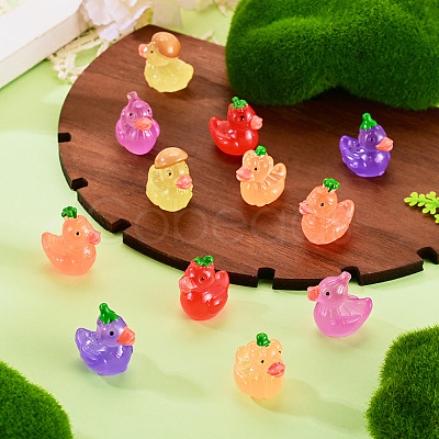 12Pcs 6 Style Fuuny Luminous Resin Vegetable Duck Diaplay Decoration RESI-TAD0001-03-1