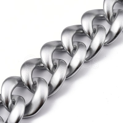 Handmade Spray Painted CCB Plastic Curb Chains AJEW-JB00737-03-1