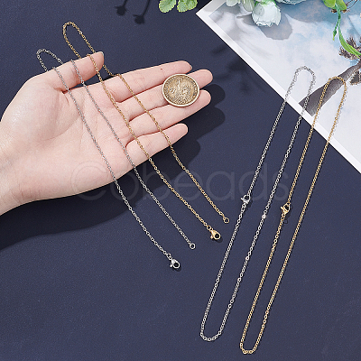 12Pcs 2 Colors 304 Stainless Steel Cable Chain Necklace STAS-UN0029-43-1