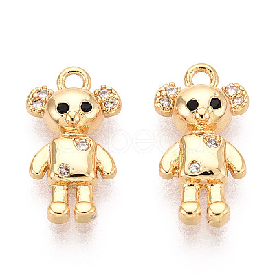 Brass Micro Pave Clear Cubic Zirconia Pendants KK-T078-02G-03-1
