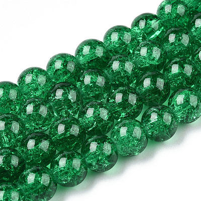 Spray Painted Crackle Glass Beads Strands X-CCG-Q001-8mm-17-01-1