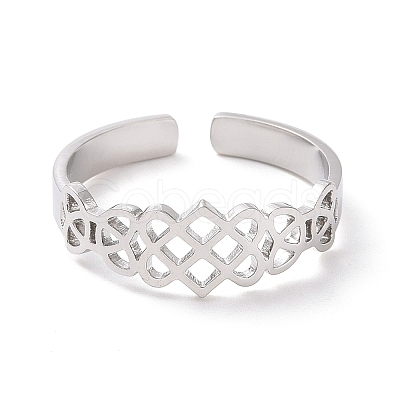 Non-Tarnish 304 Stainless Steel Sailor's Knot Open Cuff Ring RJEW-P037-04P-1