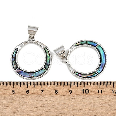 Alloy Pave Natural Abalone Shell/Paua Shell Pendants SSHEL-B003-04P-1