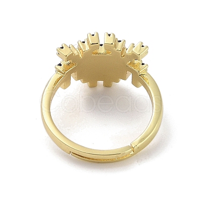 Real 18K Gold Plated Brass Pave Cubic Zirconia Adjustable Rings RJEW-M170-05G-02-1