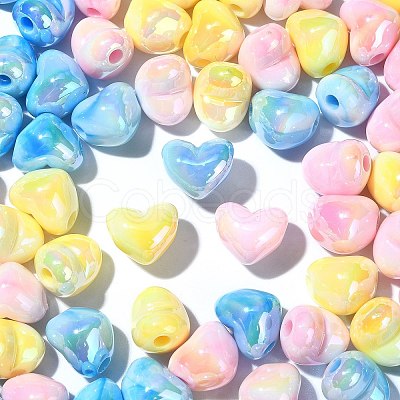 90Pcs 3 Colors UV Plating Opaque Rainbow Iridescent Acrylic Beads PACR-CJ0001-32-1