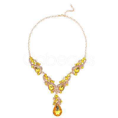 Teardrop Alloy Rhinestone Pendant Necklaces & Stud Dangle Earrings Sets FS-WGB9BB4-06-1