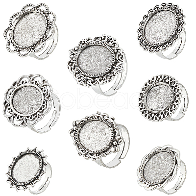 16Pcs 8 Style Adjustable Alloy Finger Rings Components FIND-SC0008-66-1
