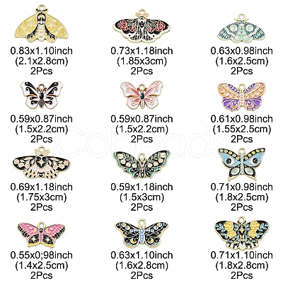 24Pcs 12 Styles Alloy Enamel Pendants ENAM-FS0001-94-1