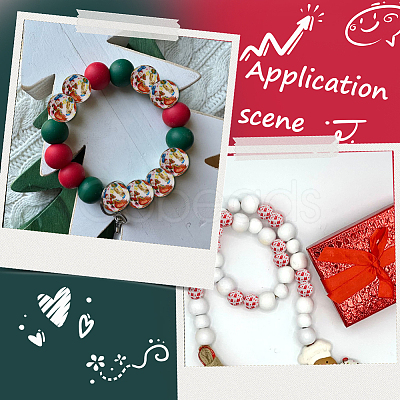 30Pcs 3 Styles Round with Christmas Theme Pattern Silicone Focal Beads SIL-SC0002-97C-1