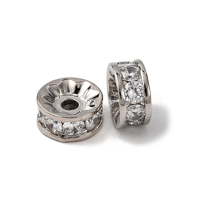 Brass Micro Pave Cubic Zirconia Beads KK-A270-02A-P-1